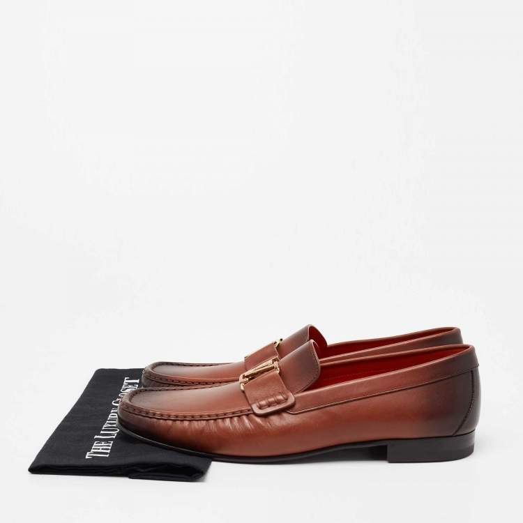 Pre Owned Louis Vuitton Brown Two-Tone Leather Monte Carlo Slip On Loafers Size 44