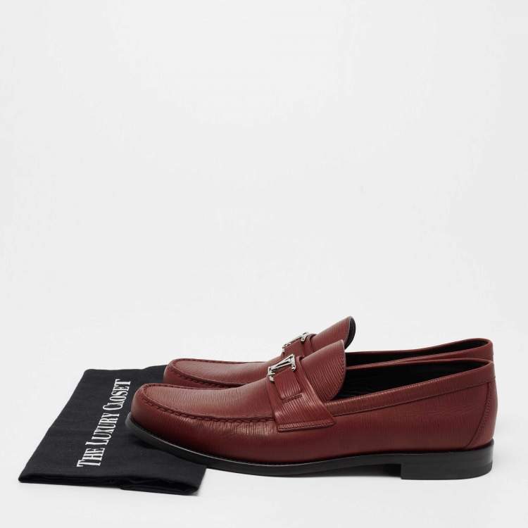 Pre Owned Louis Vuitton Burgundy Epi Leather Major Slip On Loafers Size 44