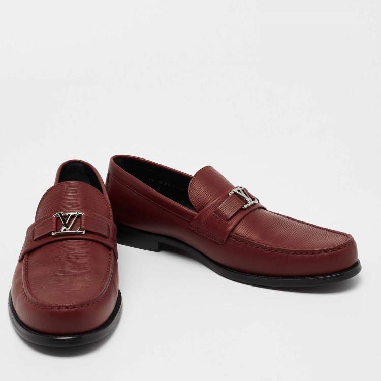 Pre Owned Louis Vuitton Burgundy Epi Leather Major Slip On Loafers Size 44