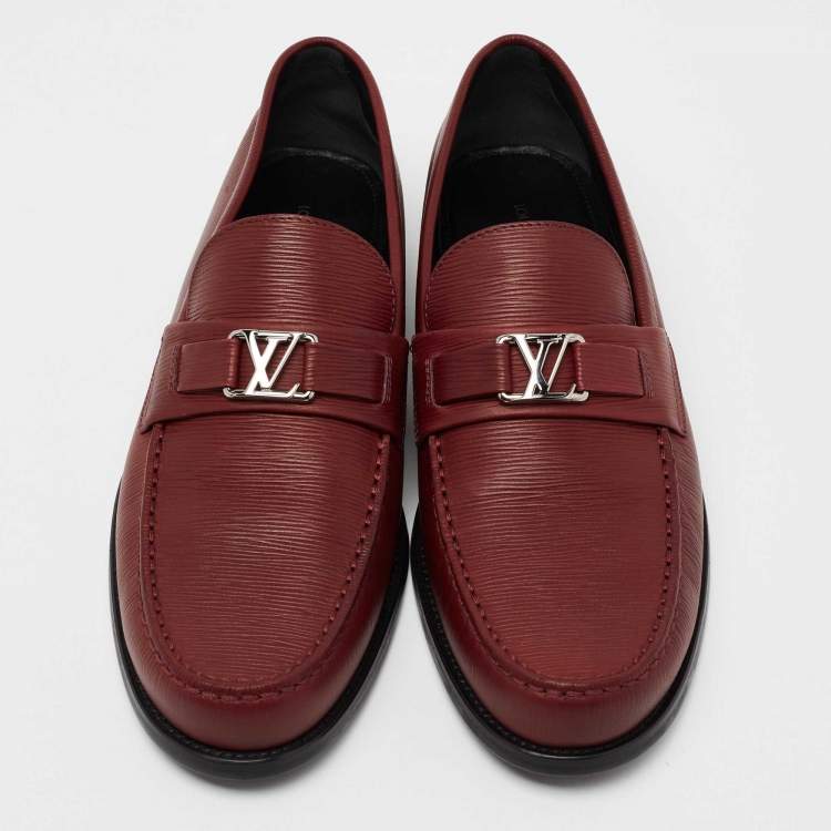 Pre Owned Louis Vuitton Burgundy Epi Leather Major Slip On Loafers Size 44
