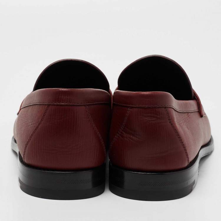 Pre Owned Louis Vuitton Burgundy Epi Leather Major Slip On Loafers Size 44