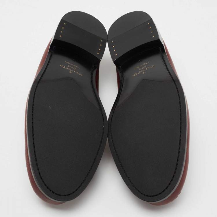 Pre Owned Louis Vuitton Burgundy Epi Leather Major Slip On Loafers Size 44