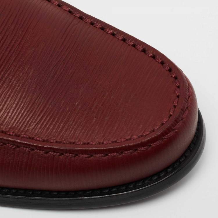 Pre Owned Louis Vuitton Burgundy Epi Leather Major Slip On Loafers Size 44