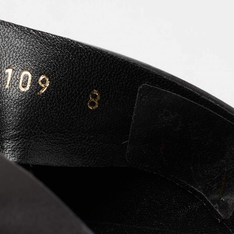 Pre Owned Louis Vuitton Grey/Black Two-Tone Leather Foch Cross Strap Flat Slide Sandals Size 42