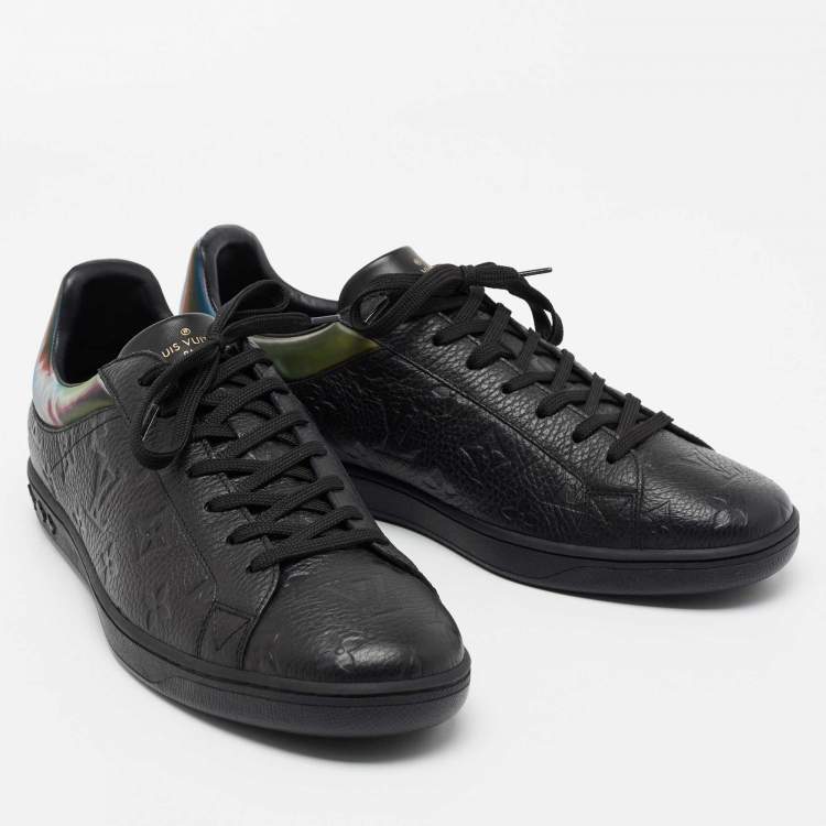 Pre Owned Louis Vuitton Black Monogram Embossed Leather Low-Top Sneakers Size 42