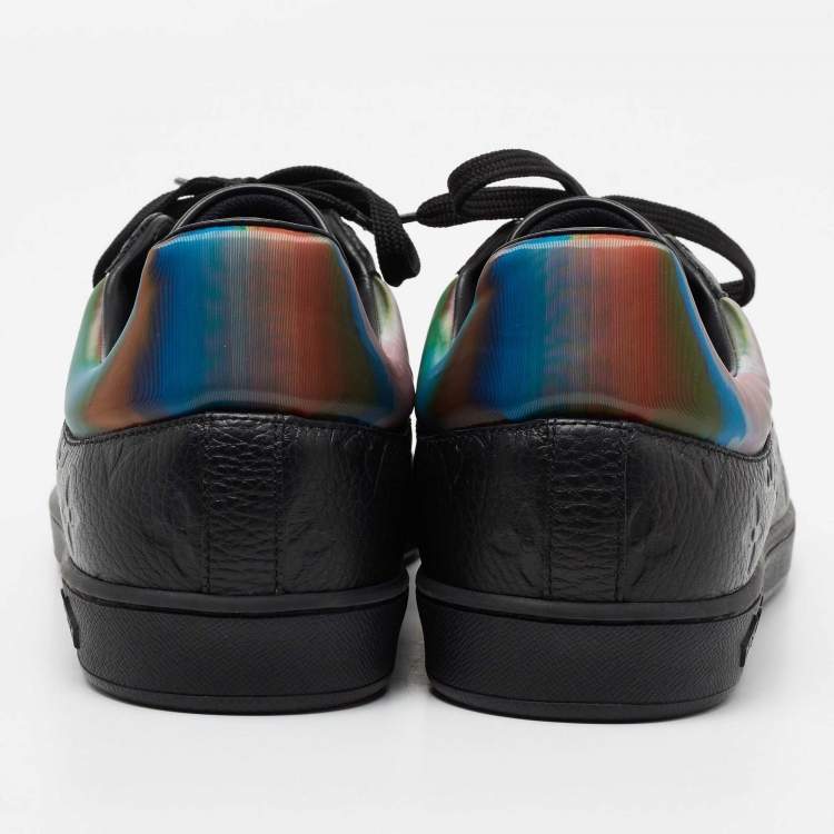 Pre Owned Louis Vuitton Black Monogram Embossed Leather Low-Top Sneakers Size 42