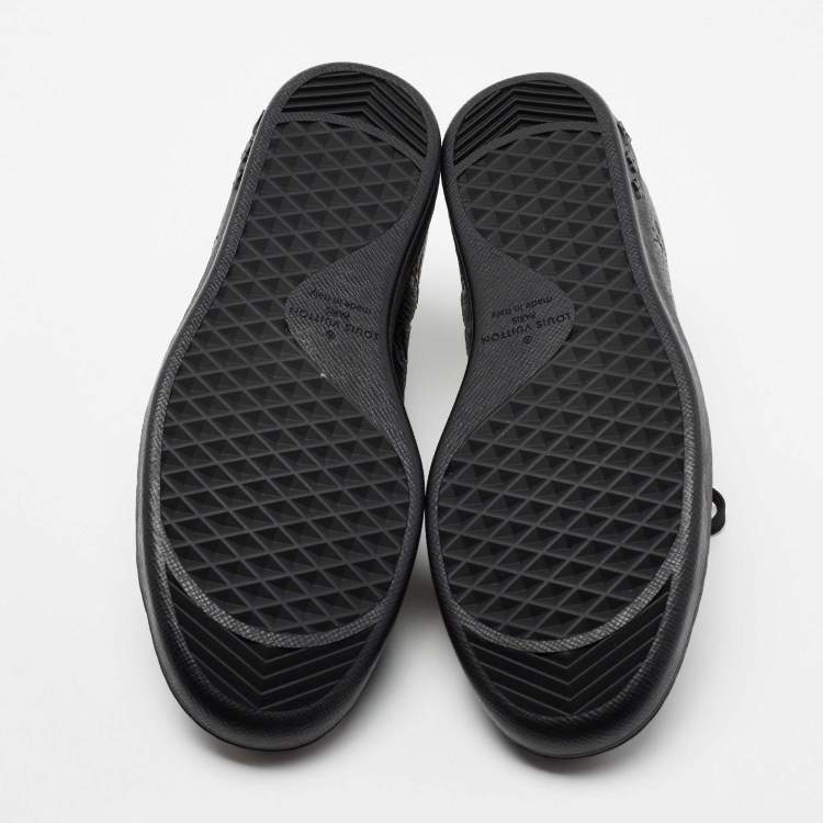 Pre Owned Louis Vuitton Black Monogram Embossed Leather Low-Top Sneakers Size 42