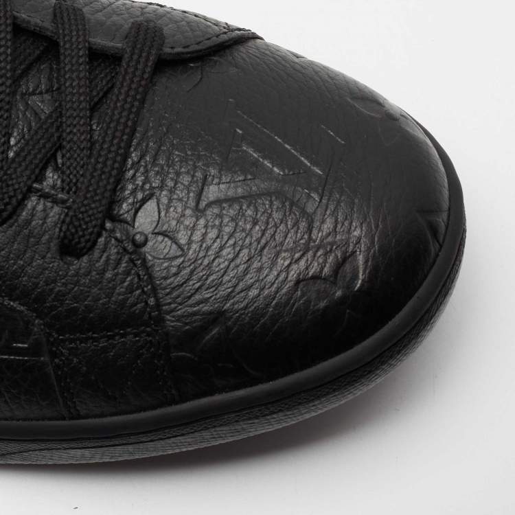 Pre Owned Louis Vuitton Black Monogram Embossed Leather Low-Top Sneakers Size 42