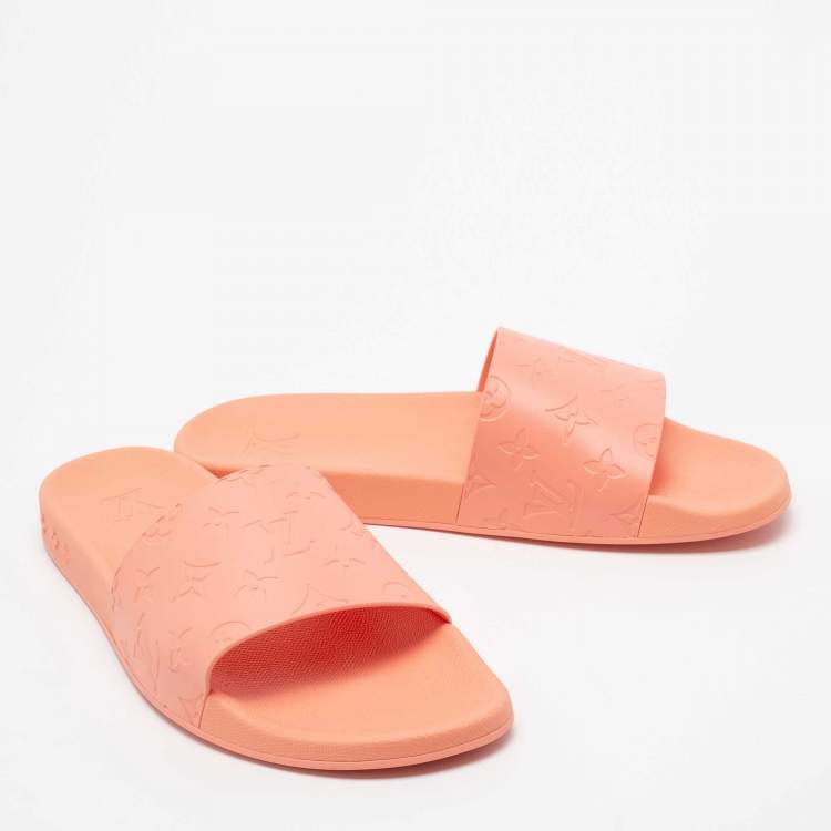 Pre Owned Louis Vuitton Orange  Rubber Waterfront Mule Sandals Size 45