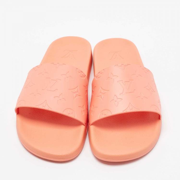 Pre Owned Louis Vuitton Orange  Rubber Waterfront Mule Sandals Size 45