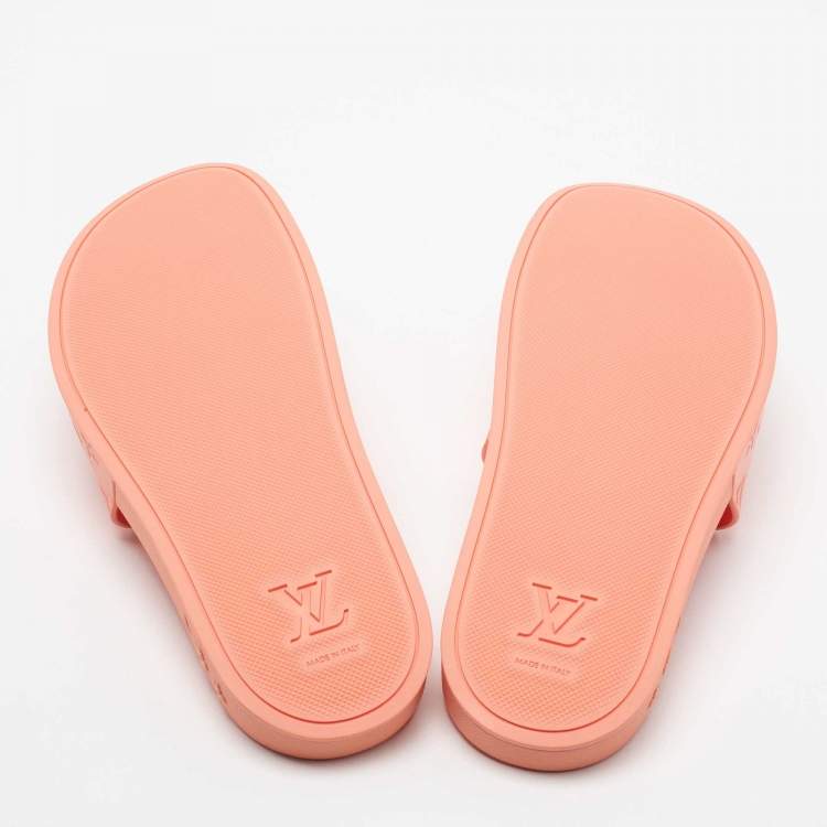 Pre Owned Louis Vuitton Orange  Rubber Waterfront Mule Sandals Size 45