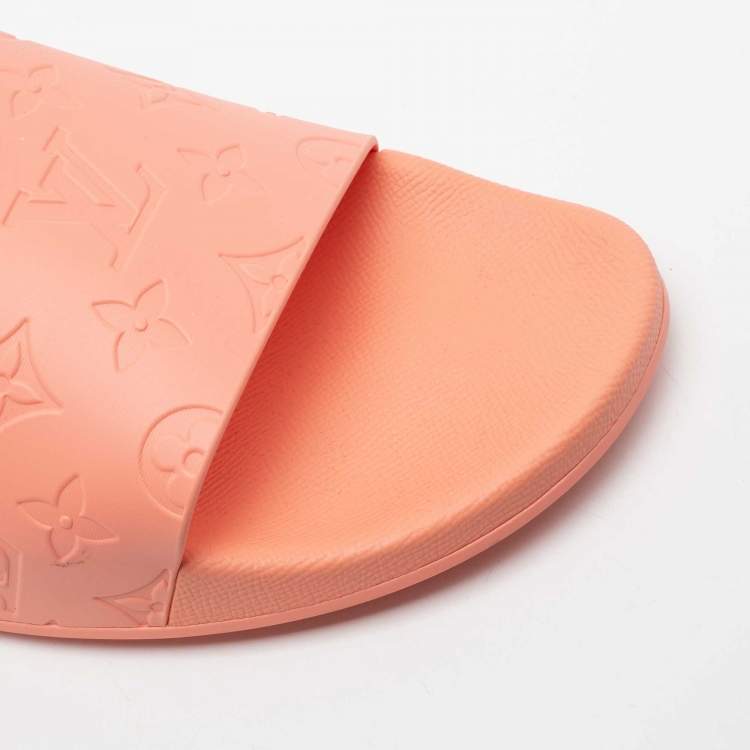 Pre Owned Louis Vuitton Orange  Rubber Waterfront Mule Sandals Size 45