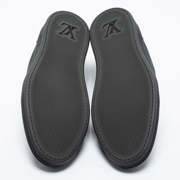 Pre Owned Louis Vuitton Graphite/Black Damier Nylon and Leather Offshore Low-Top Sneakers Size 41.5
