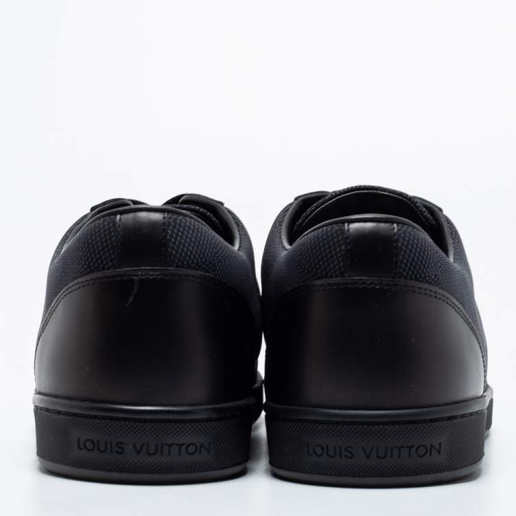 Pre Owned Louis Vuitton Graphite/Black Damier Nylon and Leather Offshore Low-Top Sneakers Size 41.5