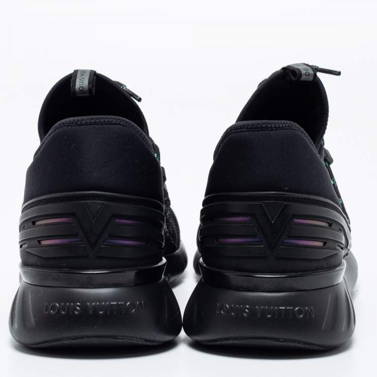 Pre Owned Louis Vuitton Black Fabric And Mesh Fastlane Sneakers  Size 41.5 