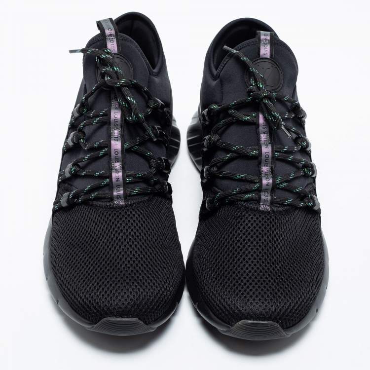 Pre Owned Louis Vuitton Black Fabric And Mesh Fastlane Sneakers  Size 41.5 