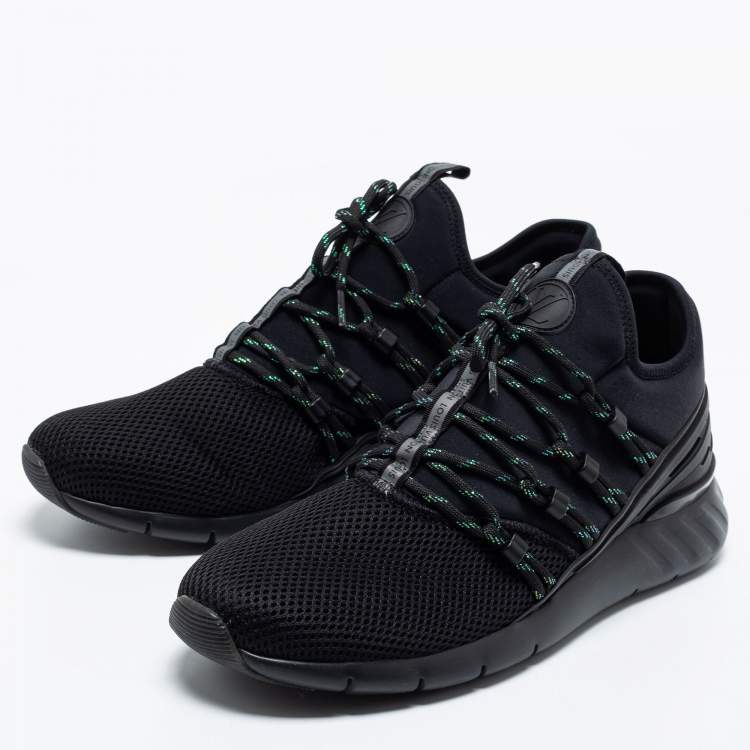 Louis Vuitton Black Mesh And Fabric Fastlane Lace Up Sneakers