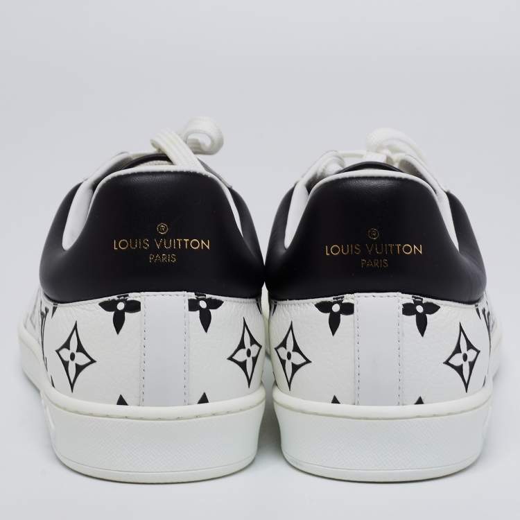 Pre Owned Louis Vuitton White/Black Gradient Monogram Leather Luxembourg Low-Top Sneakers Size 41.5