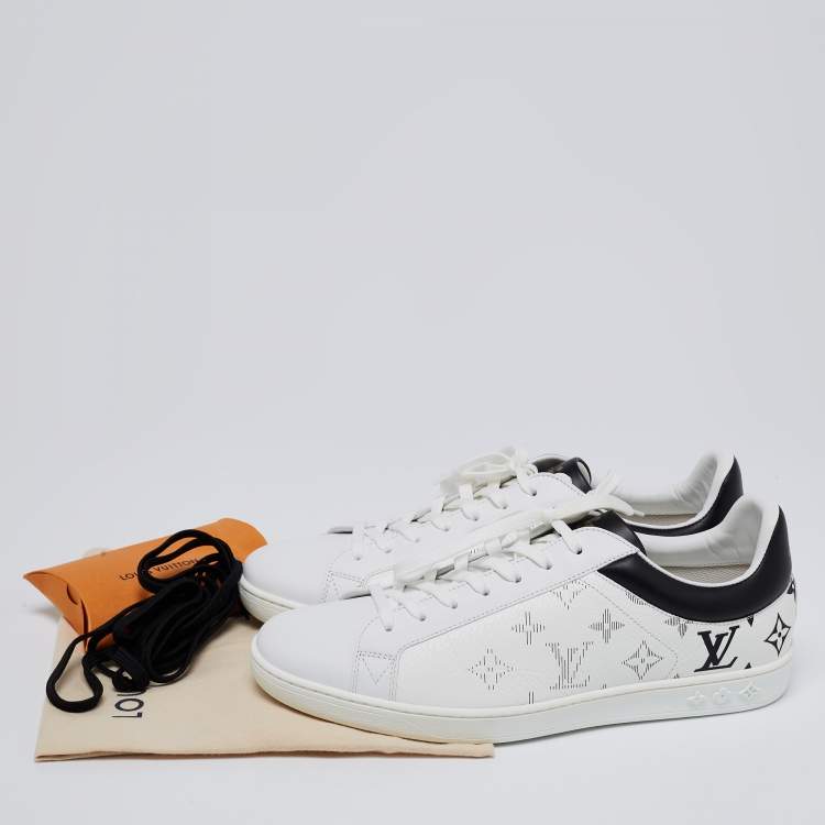 Pre Owned Louis Vuitton White/Black Gradient Monogram Leather Luxembourg Low-Top Sneakers Size 41.5
