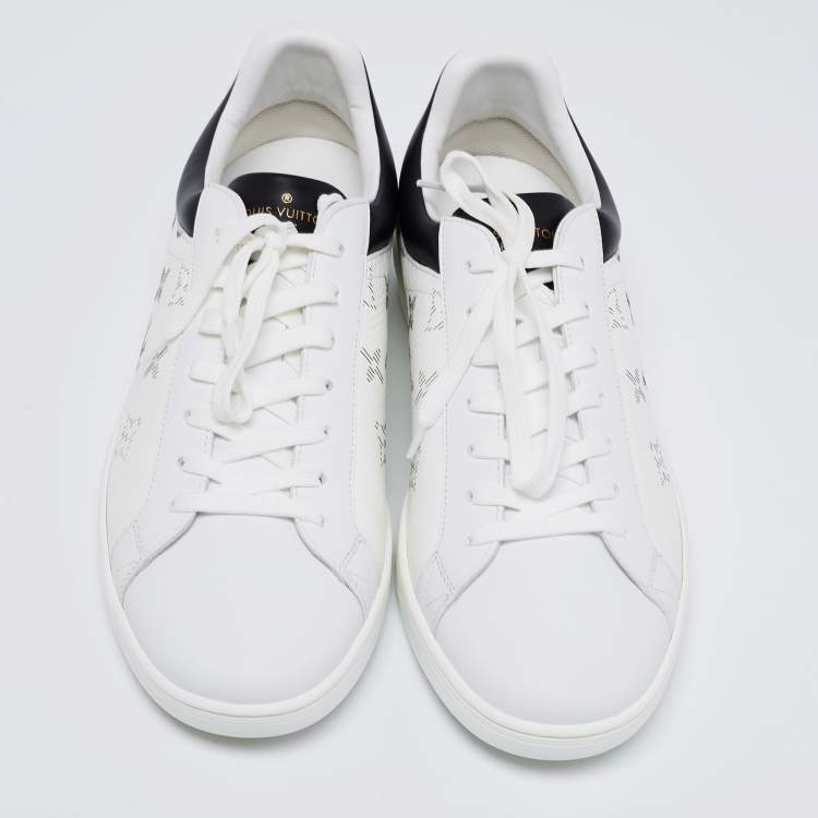 Pre Owned Louis Vuitton White/Black Gradient Monogram Leather Luxembourg Low-Top Sneakers Size 41.5
