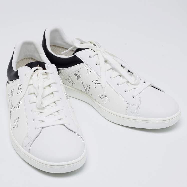 Pre Owned Louis Vuitton White/Black Gradient Monogram Leather Luxembourg Low-Top Sneakers Size 41.5