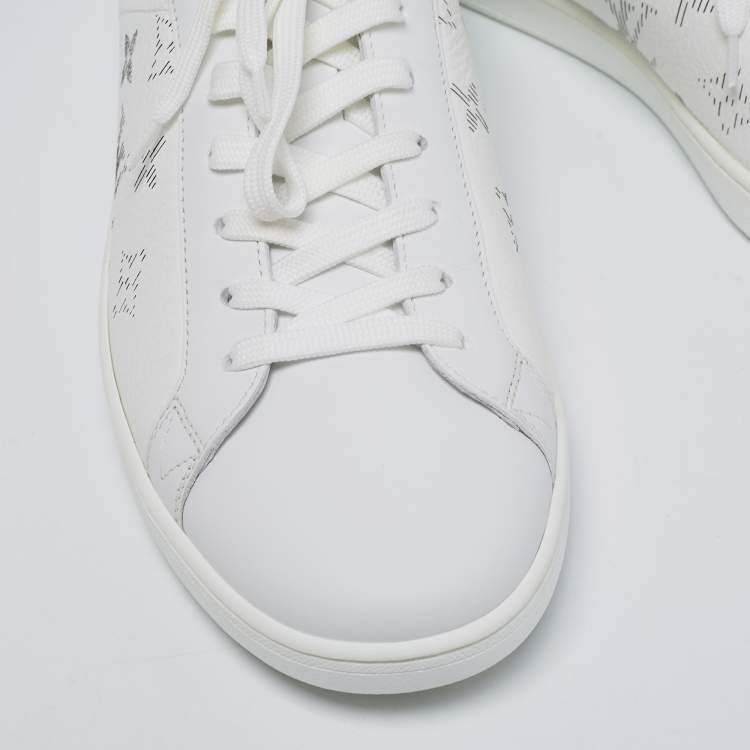 Pre Owned Louis Vuitton White/Black Gradient Monogram Leather Luxembourg Low-Top Sneakers Size 41.5