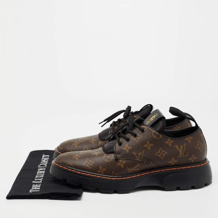 Pre Owned Louis Vuitton Brown Monogram Canvas Platform Derby Size 43