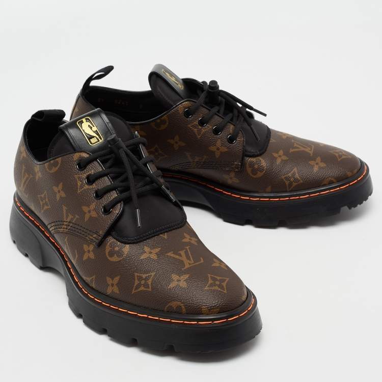 Pre Owned Louis Vuitton Brown Monogram Canvas Platform Derby Size 43