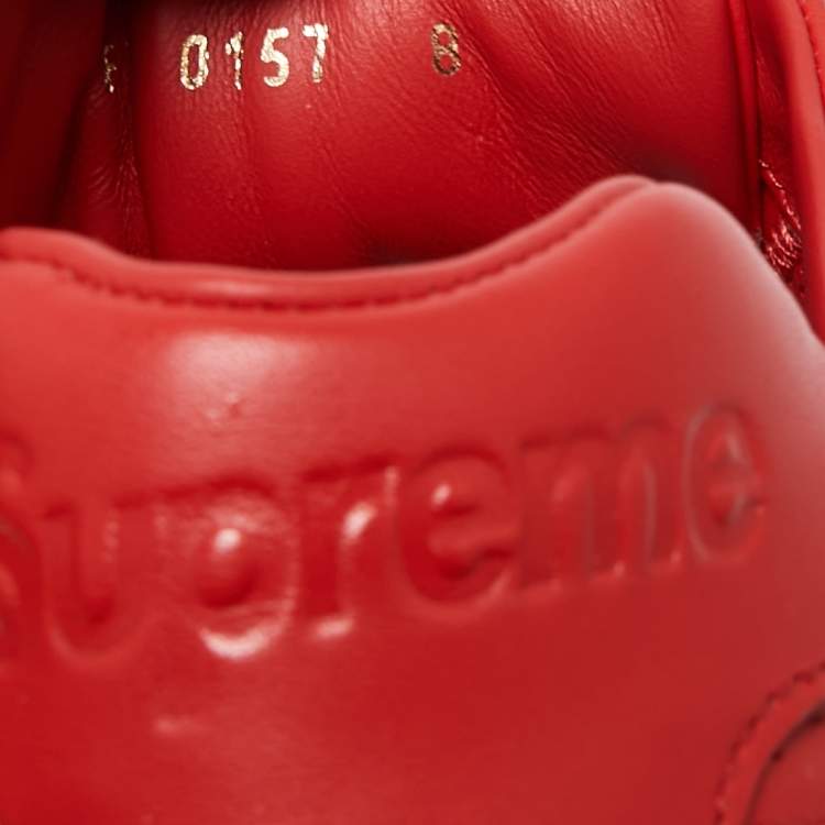 Pre Owned Louis Vuitton x Supreme Red Leather Run Away Low Top Sneakers Size 42