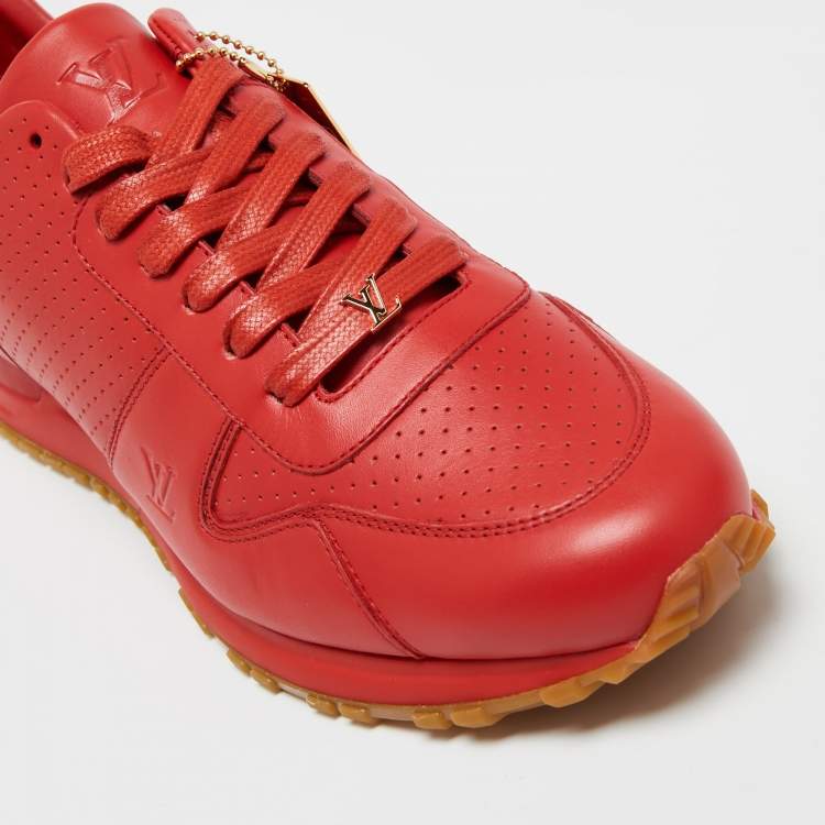 Pre Owned Louis Vuitton x Supreme Red Leather Run Away Low Top Sneakers Size 42