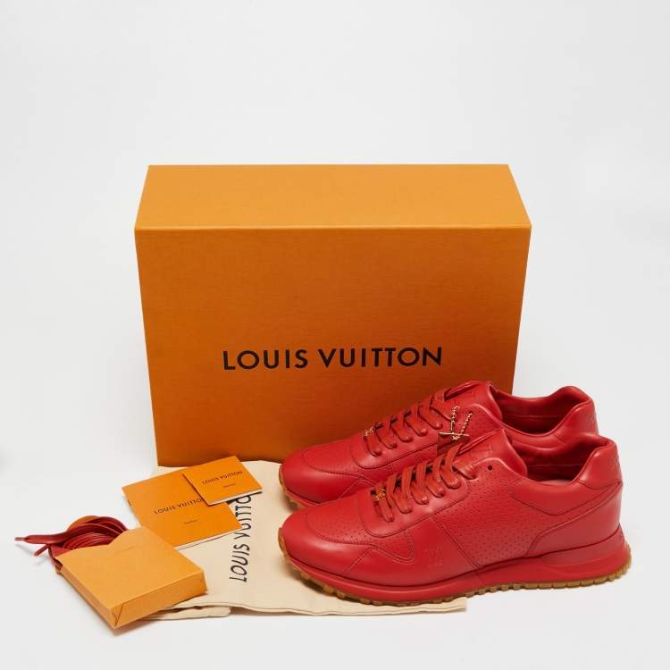 Pre Owned Louis Vuitton x Supreme Red Leather Run Away Low Top Sneakers Size 42