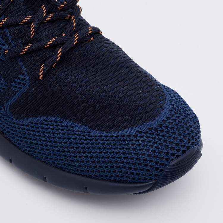 Pre Owned Louis Vuitton Navy Blue/Black Damier Knit Fabric and Rubber Fastlane Sneakers Size 42