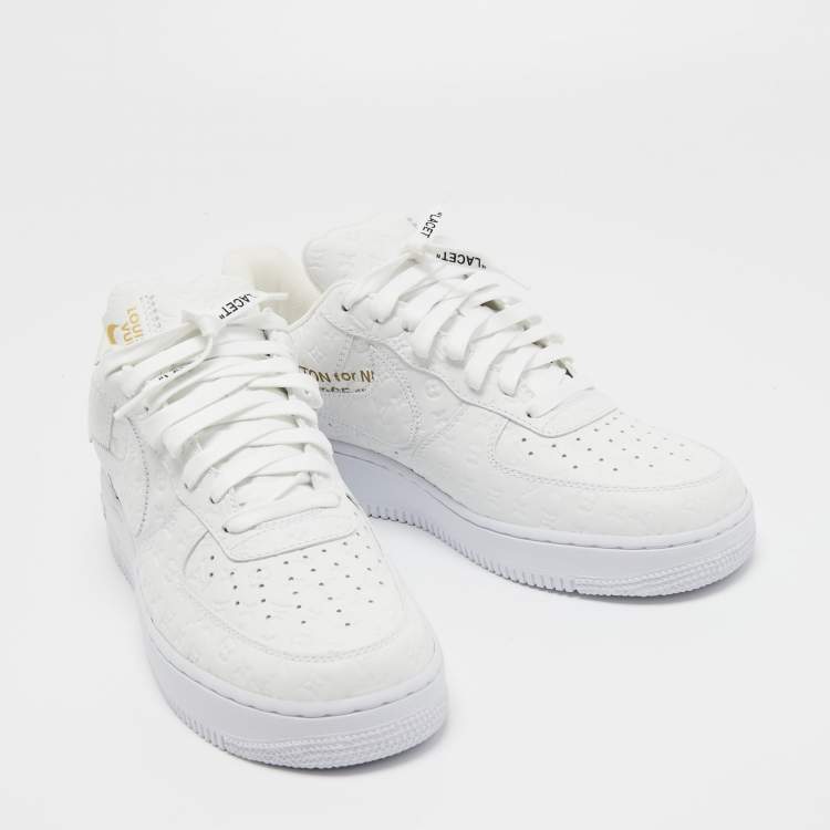 Pre Owned Louis Vuitton/Air Force  White Leather  Low Top Sneakers Size 43