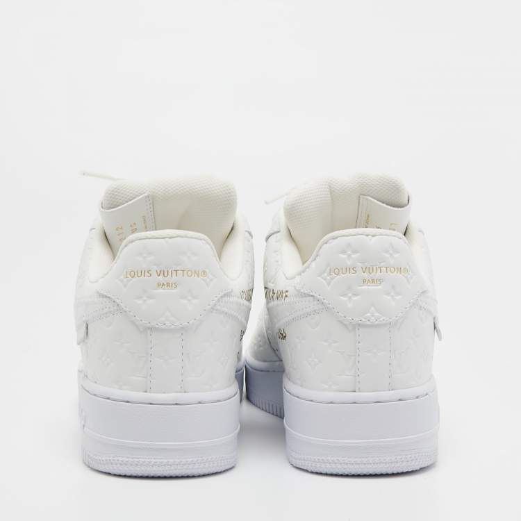 Pre Owned Louis Vuitton/Air Force  White Leather  Low Top Sneakers Size 43