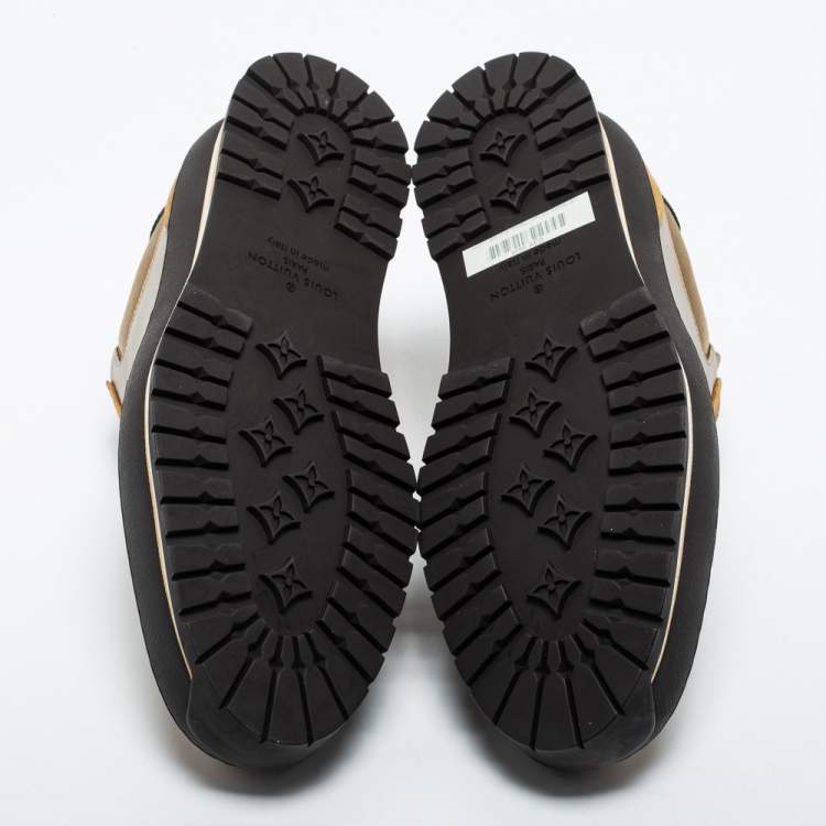 Pre Owned Louis Vuitton Brown/Beige Coated Canvas and Suede  Harlem Richelieu Sneakers Size 42