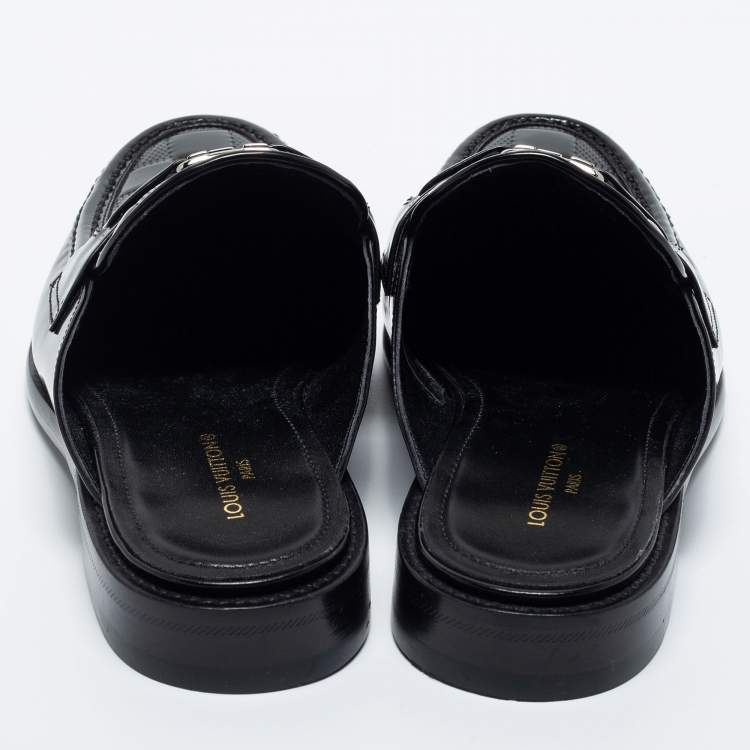 Pre Owned Louis Vuitton Black Leather  Moajor Mule Sandals Size 42