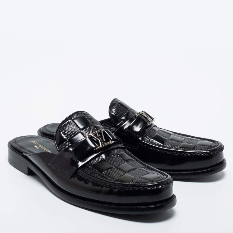 Pre Owned Louis Vuitton Black Leather  Moajor Mule Sandals Size 42