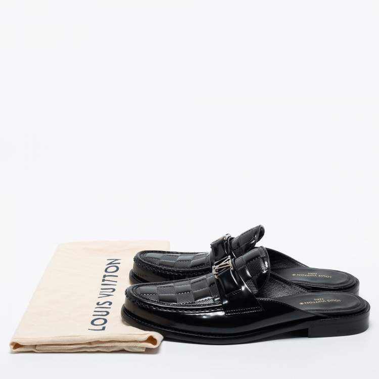 Pre Owned Louis Vuitton Black Leather  Moajor Mule Sandals Size 42