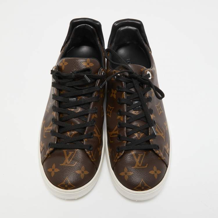 Pre Owned Louis Vuitton Brown Monogram Front Low Top Sneakers Size 41.5 