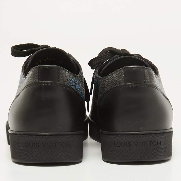 Pre Owned Louis Vuitton Black Leather Damier Graphite Printed Match Up Low Top Sneakers Size 40