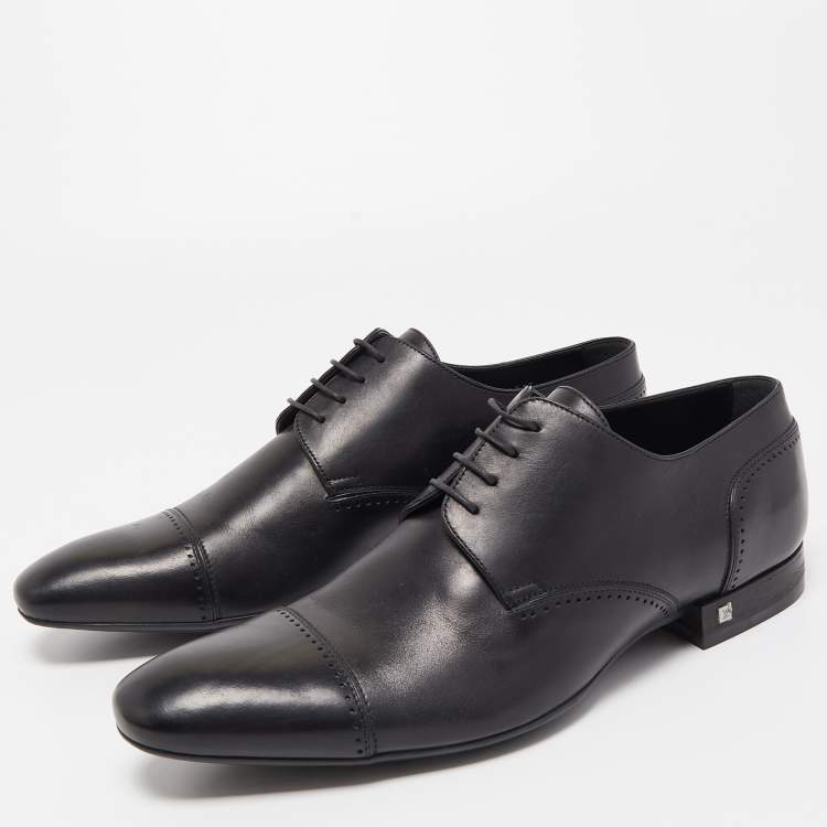 Louis Vuitton Men's Black Shiny Leather Lace up Dress Shoes UK 8.5 / US 9.5