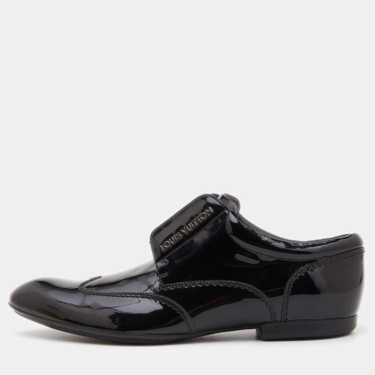 Pre Owned Louis Vuitton Black Patent Leather Lace Up Derby Size 42