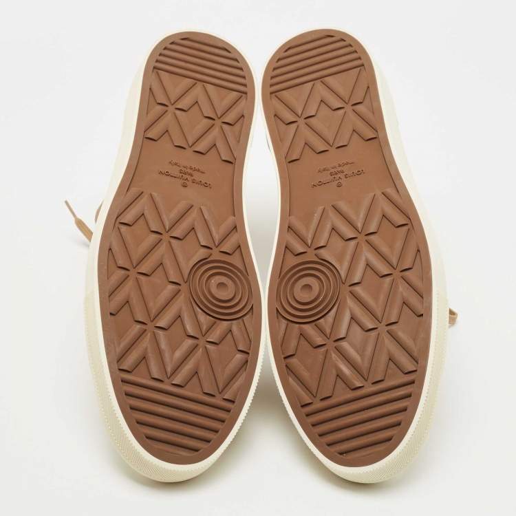 Pre Owned Louis Vuitton Brown/Beige Suede and Canvas High Top Sneakers Size 46