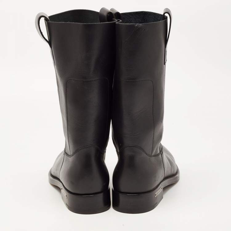 Pre Owned Louis Vuitton Black Leather Mid Calf Boots Size 42