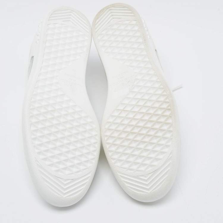 Pre Owned Louis Vuitton White Leather and Iridescent Monogram PVC Luxembourg Sneakers Size 41.5