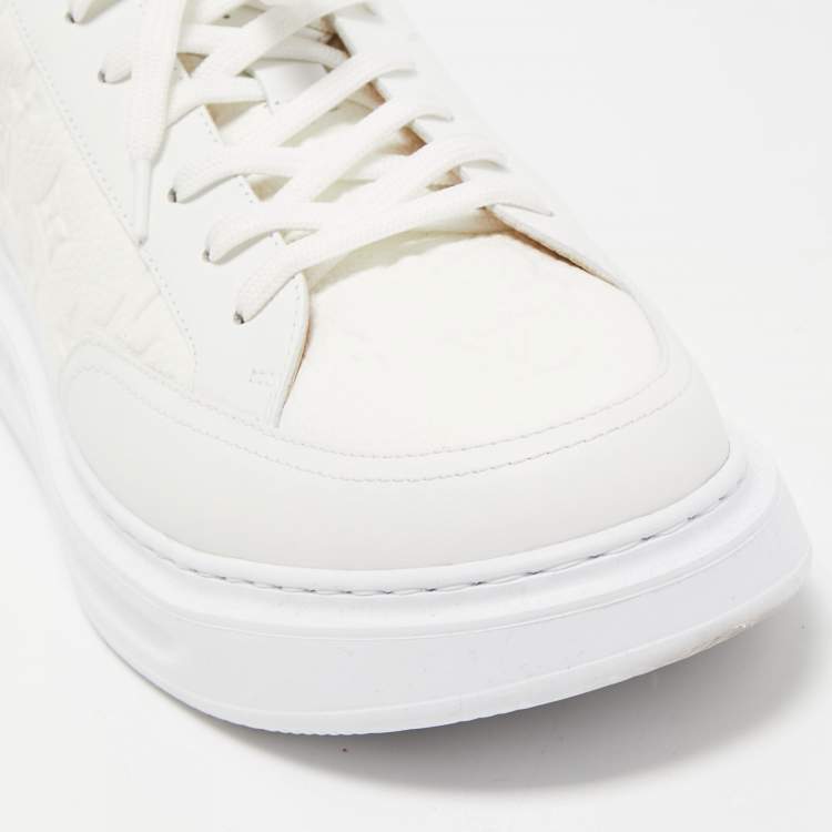 Pre Owned Louis Vuitton White Monogram Leather Beverly Hills Sneakers Size 44