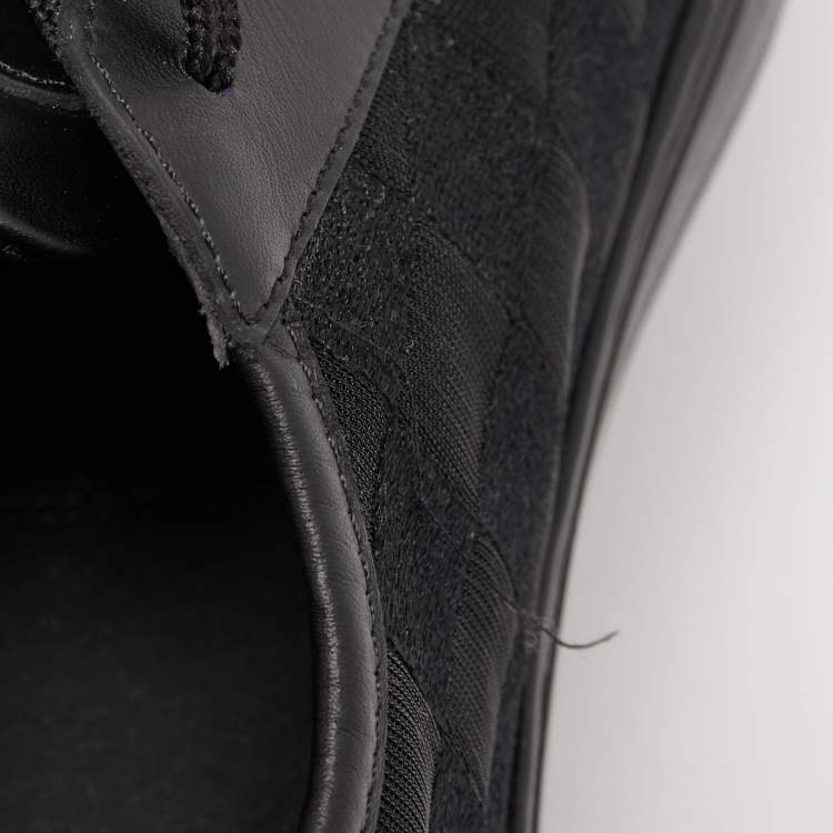 Pre Owned Louis Vuitton Black Leather and Damier Ebene Fabric Low Top Sneakers Size 41