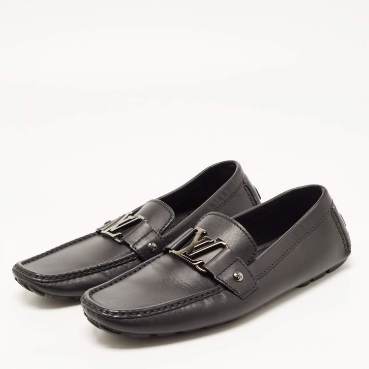 Louis Vuitton Black Leather Monte Carlo Slip On Loafers Size 42.5 Louis  Vuitton