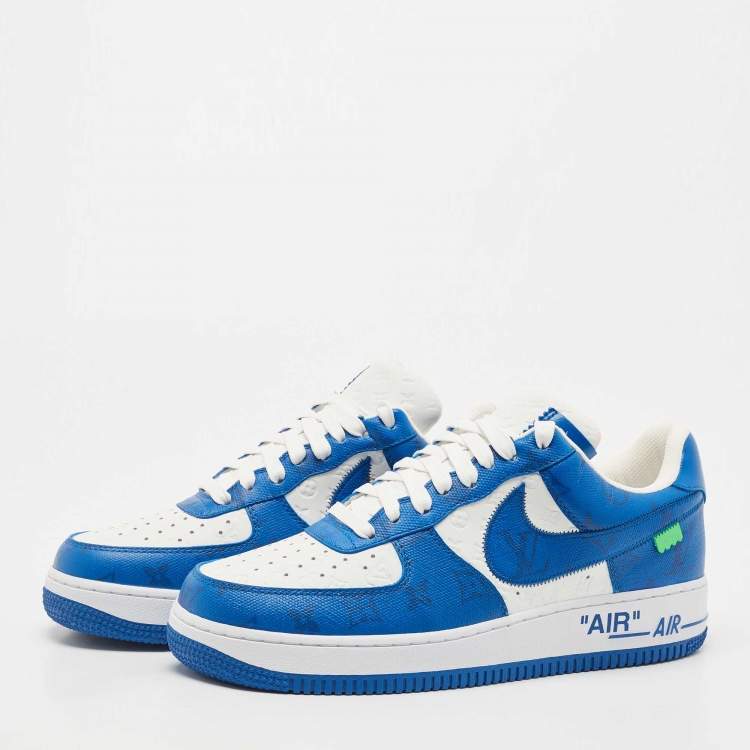 Louis Vuitton x Nike Blue/White Canvas And Leather Air Force 1 Low Sneakers  Sze 41.5 Louis Vuitton