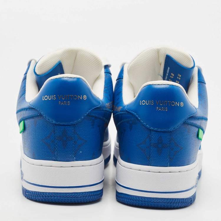 Pre Owned Louis Vuitton x Nike Blue/White Canvas And Leather  Air Force 1 Low Sneakers Sze 41.5